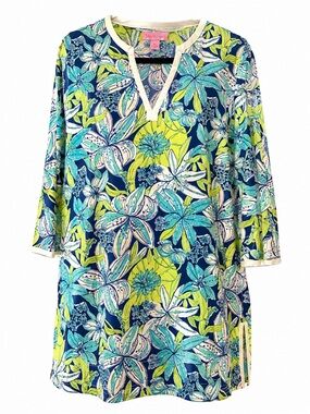 Lilly Pulitzer XL navy line and teal tunic lightweight beach/pool  cover up